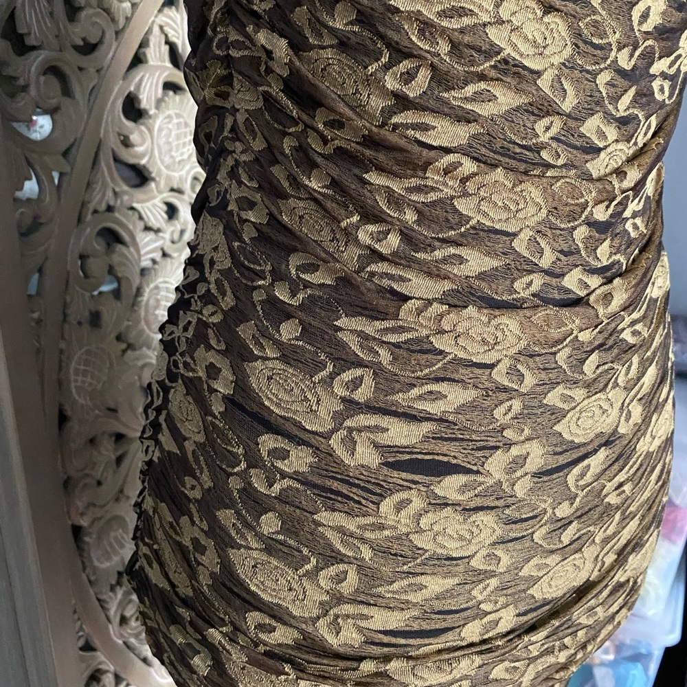 [Free People] NWOT Gold Keyhole Back Dress - Picture 4 of 6